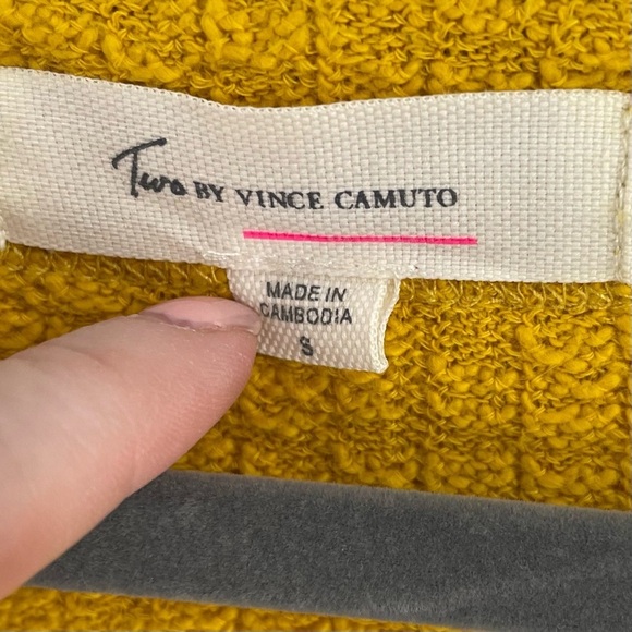 Two by Vince Camuto Cardigan Women's Yellow Sweater Button Up Vneck Casual Small - Picture 2 of 10